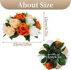Sziqiqi Orange Fake Flowers for Centrepiece, Kissing Silk Roses Ball, 6Pcs - Image 4