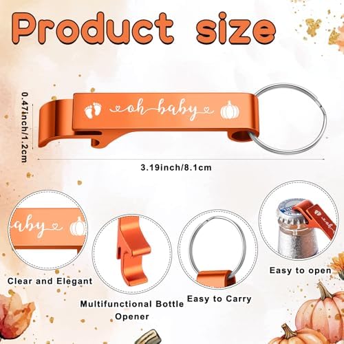 50 Sets Pumpkin Baby Shower Favors for Guests, Little Pumpkin Baby Shower Decorations with 1.5 oz Shot Glasses, Bottle Opener Keychains, Thank You Tags, Organza Bags, Fall Gender Reveal Party Supplies - Image 3