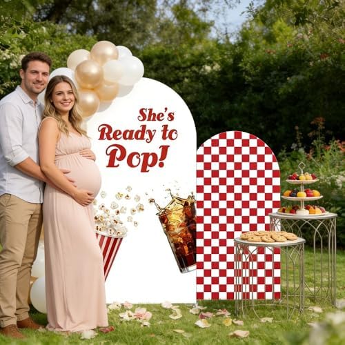 NIVIUS PHOTO She's Ready to Pop Baby Shower Arch Backdrop Cover, Party Decorations, Chiara Arch Cover for Gender Reveal, Birthday Party Photo Booth (G-05630,6.5FT) - Image 4