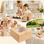 16 Pack Brown 6x6x3 Cookie Boxes with Window, Rustic Bakery Treat Boxes - Image 6
