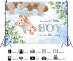 8x6ft Blue Bear Baby Shower Backdrop A Sweet Little Boy is On The Way Photography Background Baby Shower Banner for Boy Bear Party Decorations Newborn Photo Props - Image 5