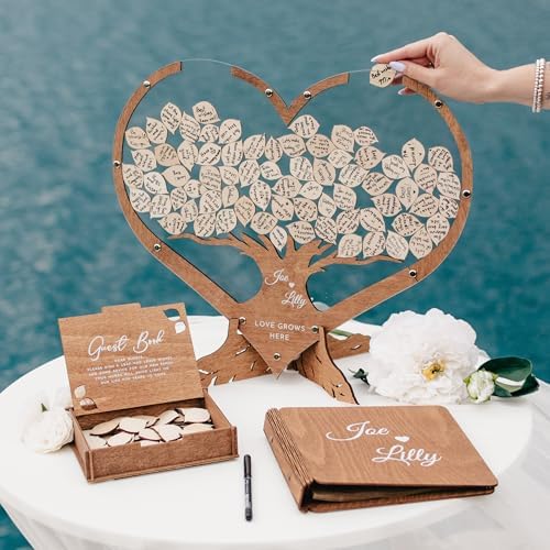2B1WEDDING Personalized Wedding Guest Book Alternative Herat with Tree - Image 6