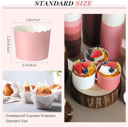 Havawish 250 Pcs Pink Baking Cups 2.4 Inch Paper Cupcake Liners - Image 3