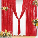 Eternal Beauty Red Sequin Backdrop Curtains, 4 Panels 2x8FT by EternalBeauty