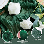 Wokceer Cheesecloth Table Runner Emerald Green 10FT Boho GauzeRunner,12Pack - Image 3