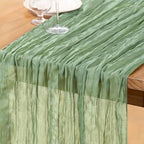 DeZerlor Sage Green Cheesecloth Table Runner 1 Pack Summer Boho Runner by DeZerlor