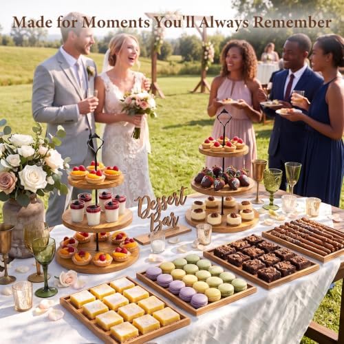 6pcs Wooden Dessert Table Display Set, 3 Tier Cupcake Stand Set with Serving Trays, Rustic Dessert Display Stand, Cake Stand Set for Wedding Dessert Table, Birthday, Baby Shower, Party Food Display, Home Decor - Image 3
