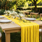 8 Pack Yellow Cheesecloth Table Runner 120 Inch Boho Wedding Decor - Image 7