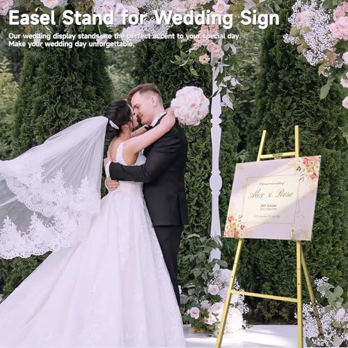 Gold Easel Stand for Sign, 47" Heavy Duty Metal Display Easel - Image 3