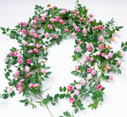 2PCS x 6FT Rose Garland Artificial Flower Vine for Home Decor, Pink by zhixinyue