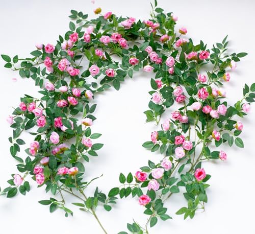 2PCS x 6FT Rose Garland Artificial Flower Vine for Home Decor, Pink by zhixinyue