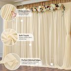 30ft x 10ft Champagne Backdrop Curtains, Wrinkle-Free Sheer Chiffon Fabric Photo Backdrop Drapes for Wedding Arch Party Ceremony Stage Photography Decorations - Image 4