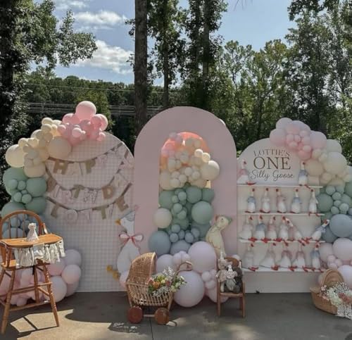 Plaids Arch Backdrop Cover for Silly Goose Baby Shower Arch Frame Stretchy Cover Gingham Kids 1st Birthday Party Fiesta Decorations (6.6x3.3ft Cover,Light Brown) - Image 5