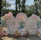 Silly Goose Arch Backdrop Cover Plaids Gingham Stretchy Spandex Arch Stand Cover for Girl Boy 1st Birthday Party Easter Baby Shower Decoration (7.2FT,Tan) - Image 4