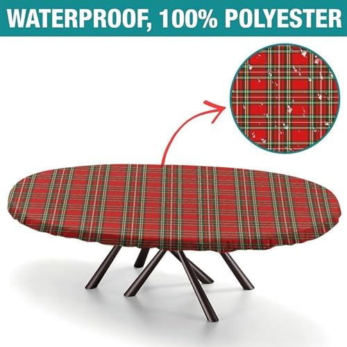 Red and Green Plaid Pattern Print Tablecloths Oval Leakproof & Sturdy Washable for Event Wedding Banquet & Parties Fits for 42" x 60" Oval Table - Image 2