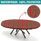 Red and Green Plaid Pattern Print Oval Tablecloth Stain and Wrinkle Resistant Washable for Bridal Shower Engagement Housewarming Wedding Fits for 52" x 70" Oval Table - Image 2