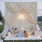 20ft x 15ft Beige Backdrop Curtains for Wedding Parties, 4 Panels Extra Long Wrinkle Free Fabric Drapes Photo Backdrop for Baby Shower Birthday Stage Reception Lobby Decoration - Image 3