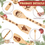 12 Sets Christmas Wooden Spoons Bridal Shower Favors Baby Shower Kitchen Utensils Set Wooden Spoons Waffle Towel and Christmas Tags Prizes for Xmas Party House Kitchen Supplies - Image 3