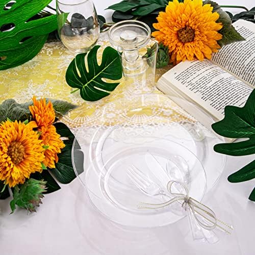 WDF 25 Guest Clear Plastic Plates with Disposable Plastic Silverware - Plastic Plates and Cups for Party include 25 Dinner Clear Plates, 25Salad Plates, 25Forks, 25Knives, 25 Spoons, 25Cups - Image 7