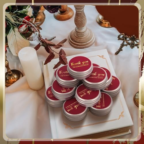 MTLEE 50 Pcs Burgundy Thank You Candles Baby Shower Wedding Favors - Image 3
