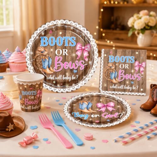 Boots Or Bows Gender Reveal Decorations, All-in-one Boots Set - Image 6