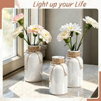 6 Pack Mason Jar Vases for Centerpieces, White Glass Flower Vase - Image 3