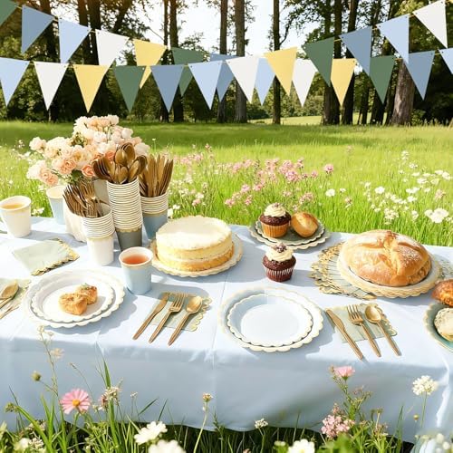 Mimorou 342 Pcs Blue and Green Party Supplies Plates Napkins Cups - Image 5