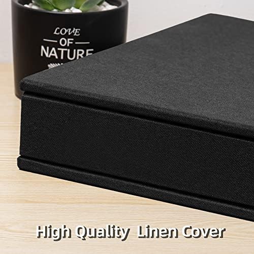 Super Large Photo Album Self Adhesive Scrapbook Album for 4×6 5×7 8×10 10×12 or Bigger Pictures DIY Magnetic Linen Cover Album 80Sheets/160Pages DIY Photo Album(Black) - Image 2