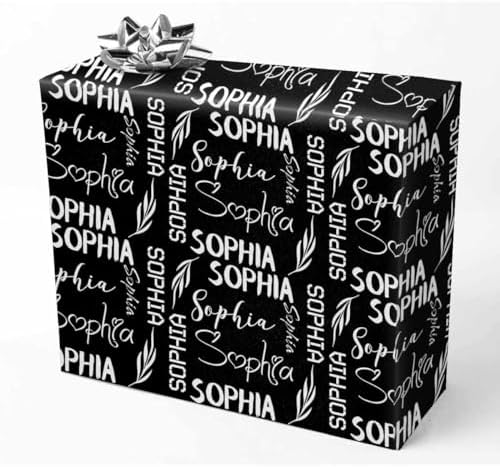 AOFUN Personalized Wrapping Paper with Name/Text Wrapping Papper Designer Wrapping Paper Baby Christmas Wrapping Paper Custom Name Gift 3 Rolls 58" x 23" by Unknown