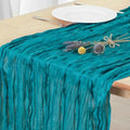 8 Pack Teal Green Cheesecloth Table Runner 120 Inch Boho Wedding Decor by Fixwal