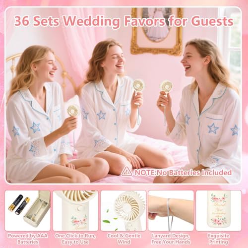 36Pcs Mini Handheld Fans for Wedding Bridal Baby Shower Guests - Image 4
