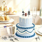 2026 New Cute Number Birthday Candle Holder Set, Reusable Gold 3D Printed Number Topper, Adjustable 0-9 Stand for Parties & Anniversaries.，Silver/0-9 Two Sets - Image 2