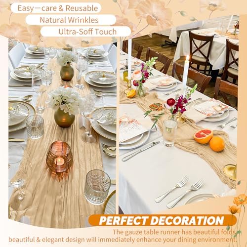 Showgeous 20 Pack Nude Cheesecloth Table Runner, 17 x 108 Inches - Image 6
