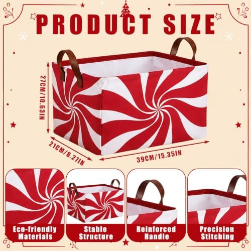 CHENGU 6 Pack Christmas Baskets Collapsible Retro Christmas Storage Bins - Image 2