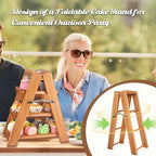 Wisreach Wooden 3 Tier Cupcake Stand, Rustic Cupcake Display Stand for Dessert Table, Foldable Serving Tray Tower for Party, Wedding, Birthday, Baby Shower, Holiday Events - Image 4