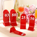 Geetery 100 Pcs Acrylic Double Sided Table Numbers 1-100 Stands,Red - Image 7
