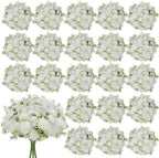 White Artificial Flowers 24 Bundles Silk Floral with Stems by TOBILU