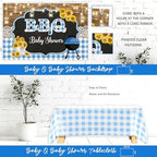 Baby Q Baby Shower Decorations for Boys, 128 PCs - BBQ Baby Shower Party Supplies with Blue Babyq Backdrop, Balloon Garland, Gingham Tablecloth, Cake Topper - Image 4