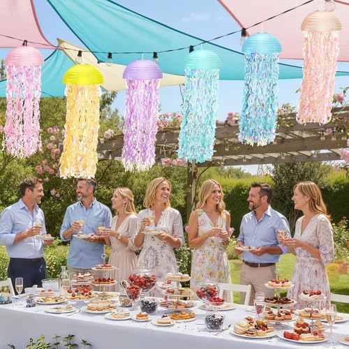 Baquler Set of 12 Jellyfish Party Decoration Macaron Colors Paper Lanterns - Image 5