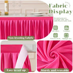 Partisky Hot Pink Polyester Table Skirt for Rectangle Tables 14ft, Wrinkle Resistant Pleated Ruffle Table Cloth for Wedding Baby Shower - Image 5