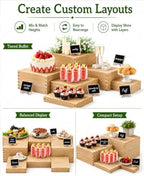 10PCS Pine Wooden Nested Buffet Risers with Mini Signs - Image 3