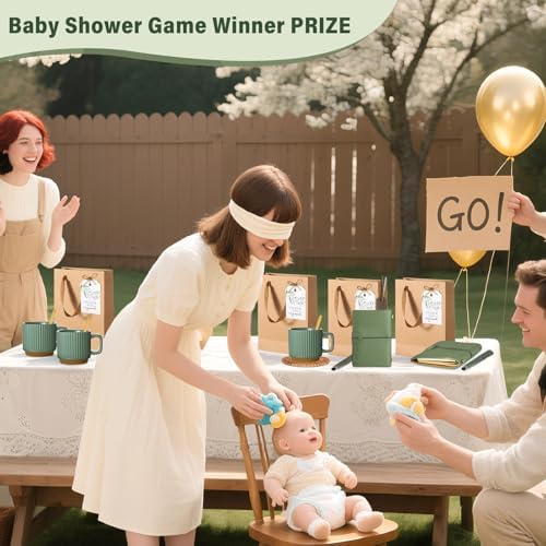 QOUBAI 6 Sets Baby Shower Winner Gifts with Mugs and Kraft Bags, Green - Image 6