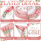 Potchen 452 Pcs It's A Girl Plates Napkins Party Supply, Pink - Image 2