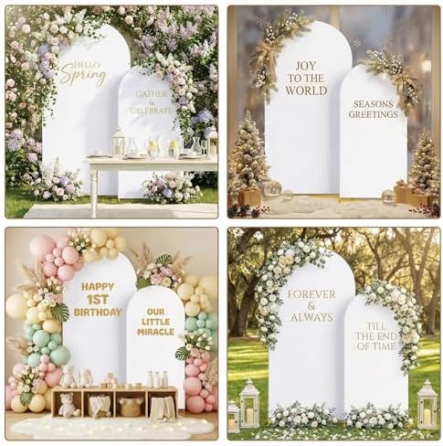 Toolterritary Metal Arch Backdrop Stand and Cover Set of 2, Sturdy 7.2FT, 6FT Party Backdrop Set, Wedding Arch Frame and Cover Set for Birthday, Baby Shower,Christmas, Anniversary - Image 4