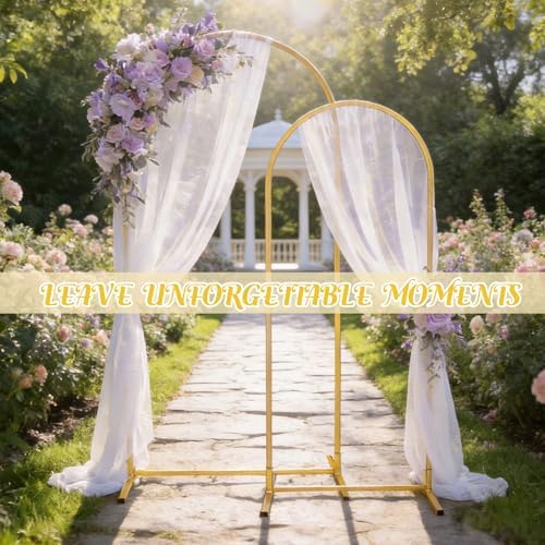 Gold Metal Arch Backdrop Stand 2 Set 7.2FT, 6FT Wedding Arch Stand Arched Door Frame for Birthday Party Baby Shower Ceremony Indoor Outdoor Celebration Decor (7.2FT, 6FT) - Image 6
