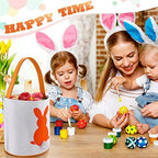 Honeydak 6 PCS Easter Basket for Kids, Cute Bunny Canvas Tote Bucket - Image 6