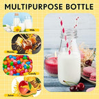 Yinkin 20 Set 10 oz Plastic Milk Bottles with Straws Metal Lids Clear Plastic Containers for Dairy Milk Party Bottle for Juices Shakes Smoothies(Red, White) - Image 6