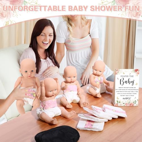 RoundFunny 33 Pcs Baby Shower Diaper Changing Game Supplies, Rose - Image 6