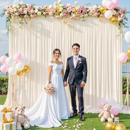 10x10 Champagne Backdrop Curtain for Parties Wedding Baby Shower Wrinkle Free Photo Curtains Backdrop Drapes Fabric Decoration for Bridal Shower 5ft x 10ft,2 Panels - Image 2