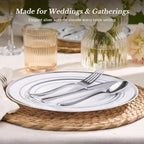 Goodluck 250 PCS Silver Rim Plastic Plates and Cutlery Set for 50 Guests - Image 4